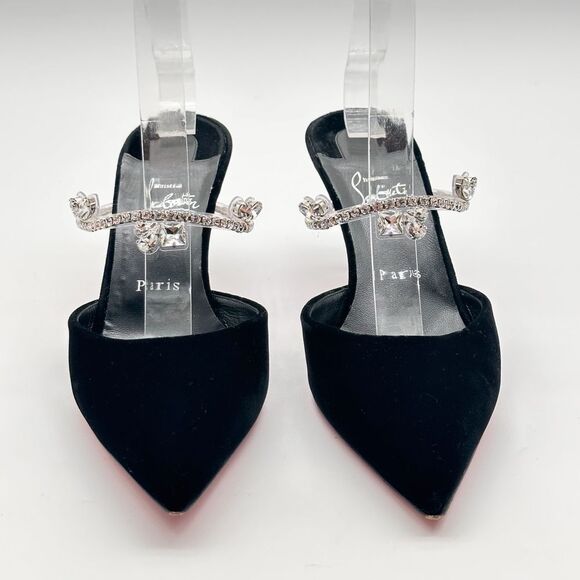 Christian Louboutin Planet Queen 70 Velvet Crystal Embellished Mules 70mm EU 39 - Picture 2 of 14